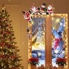 décor d'angle de porte de noël en bois, père noël, bonhomme de neige, renne, panneau de cadre de porte, ornement pendentif de dessin animé pour décor de fête du nouvel an