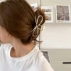 pinces à cheveux en métal avec nœud élégant pour femmes, pince à cheveux géométrique or argent pour filles coréennes, épingle à cheveux creuse, accessoires de mode