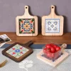 restaurant japonais rétro poignée de carrelage en bois massif pot pad en bois anti brûlure plaque pad ménage casserole isolation bois pad