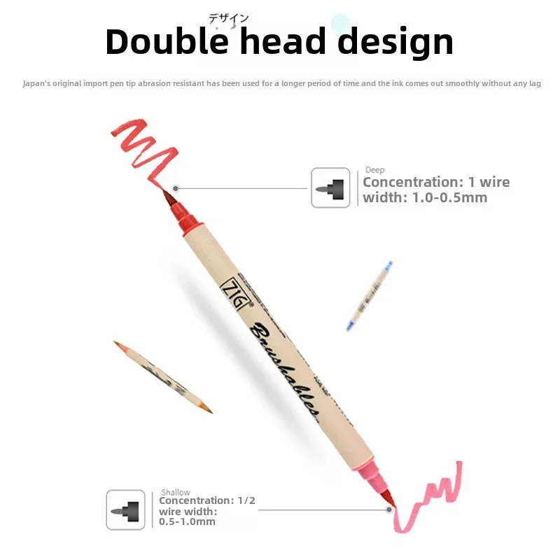 stylos pinceaux aquarelle à double pointe zig kuretake du japon, pointes souples, double nuances pour effets étonnants, pour journaux et œuvres d'art faites à la main stylos pinceaux aquarelle à double pointe zig kuretake du japon, pointes souples, double nuances pour effets étonnants, pour journaux et œuvres d'art faites à la main