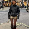 kondala décontracté chic noir en cuir vestes femmes à manches longues boutons élastique surdimensionné manteaux mode 2026 automne streetwear manteaux