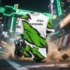 t shirt kawasaki, t shirt imprimé, séchage rapide, absorbant la transpiration, vêtements de moto amples et confortables à la mode