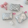 argent lingge bow motif porte monnaie petite toile porte monnaie dame filles écouteur pièce de monnaie clé argent sac de rangement pochette à fermeture éclair 2025
