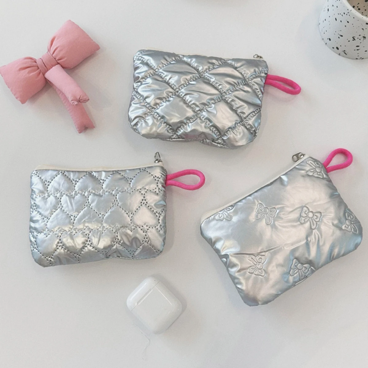 argent lingge bow motif porte monnaie petite toile porte monnaie dame filles écouteur pièce de monnaie clé argent sac de rangement pochette à fermeture éclair 2025 argent lingge bow motif porte monnaie petite toile porte monnaie dame filles écouteur pièce de monnaie clé argent sac de rangement pochette à fermeture éclair 2025
