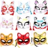 Demi-masque de cosplay de renard japonais pour adultes et enfants, masque de chat anime, accessoires de fête drôles, masque Kabuki Kitsune, masque Tim ade Rave