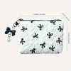 trousse de maquillage à nœud brodé, niveau d'apparence élevé, sac de rangement pour porte monnaie, mignon, grande capacité, trousse de maquillage haut de gamme