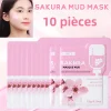 Ensemble de masques faciaux en boue Sakura, nettoyage en profondeur des pores, rétrécissement du sébum, élimination des points noirs, soins hydratants pour la peau, 10/12 pièces