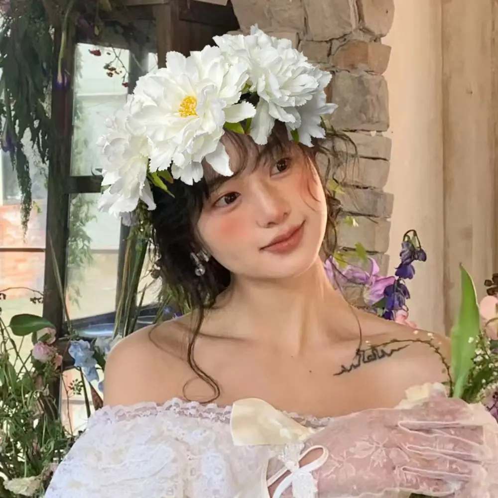guirlande de mariée style bohémien, ornements de cheveux doux, cerceau de fleurs, couvre chef réglable, coiffure de vacances en bord de mer guirlande de mariée style bohémien, ornements de cheveux doux, cerceau de fleurs, couvre chef réglable, coiffure de vacances en bord de mer