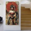 peinture de geisha japonaise abstraite pour femme, toile murale, art vintage, fille, anime, imprimés d'affiches pour chambre à coucher, salon, décoration de maison