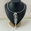bijoux à la mode, marque exagérée, collier de déclaration, nouveauté, design en alliage, grand pendentif en os de poisson, ras du cou pour femmes