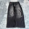 jean baggy gothique vintage pour femmes, couleur unie, délavé, noir, y2k, harajuku, hip hop, pop rock, pantalon décontracté à jambes larges, nouvelle collection