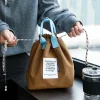 sac à déjeuner japonais coréen en toile de coton, sac à main à cordon de serrage, portable, isolé thermiquement, pique nique, stockage des aliments, boîte à bento, fourre tout