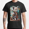 t shirt 100% coton imprimé chat samouraï japonais, vêtement de grande taille, kawaii, ninja, kitty, kokor