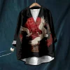 harajuku japonais grue imprimé femmes décontracté col en v chemise rétro floral kimono blouse hipster vintage chemises été confortable hauts