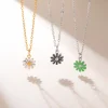 colliers avec pendentif en forme de fleur en émail doux pour femmes et filles, en acier inoxydable, couleur or, fleur de cerisier, marguerite, bijoux, cadeau d'anniversaire