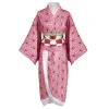 costume de cosplay anime demon slayer kimetsu no yaiba kamado nezuko pour femmes, perruque kimono, tenue de carnaval d'halloween