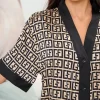 pyjama d'été imprimé botanique pour femme, ensemble 2 pièces en tissu semblable à une soie, col kimono, manches courtes, vêtements de maison décontractés