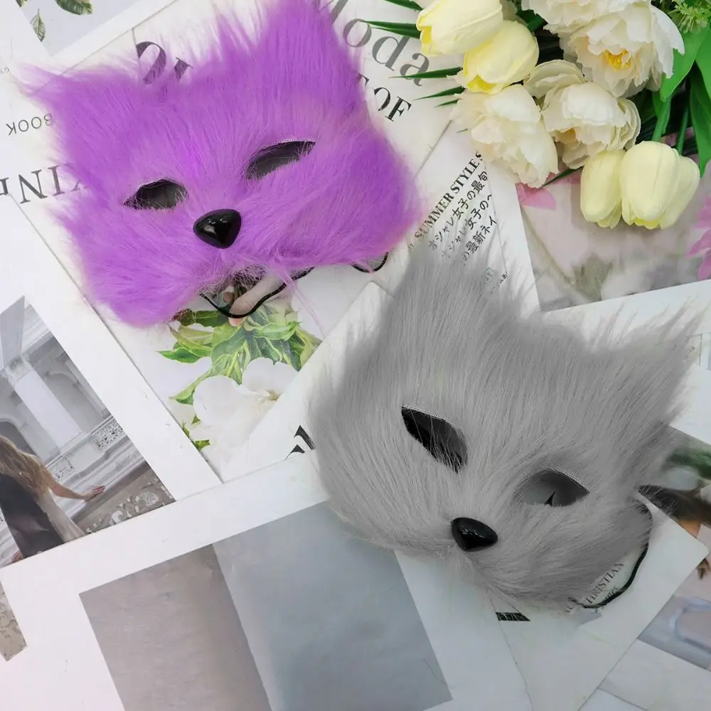 masque de chat en peluche réaliste pour enfants, masques en peluche d'animaux longs et pelés pour halloween, masque pour les yeux mystérieux de dessin animé, fournitures de fête costumée masque de chat en peluche réaliste pour enfants, masques en peluche d'animaux longs et pelés pour halloween, masque pour les yeux mystérieux de dessin animé, fournitures de fête costumée