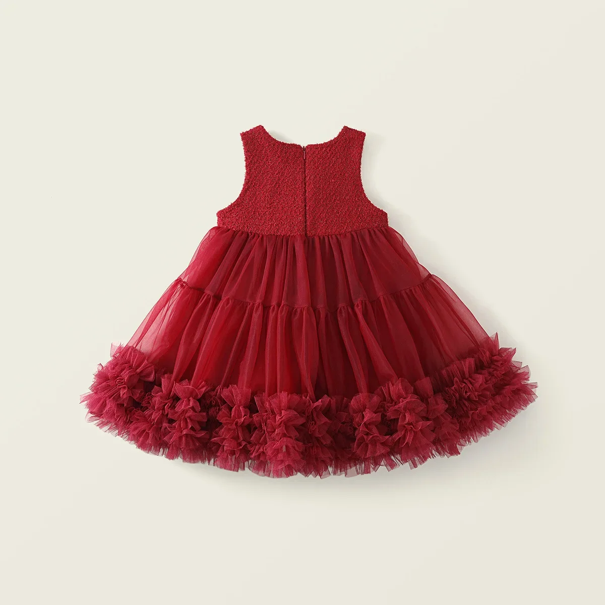 robe en tulle rouge pour filles, gilet sans manches avec nœud superposé, corsage à paillettes, tenue formelle pour enfants, nouvelle collection automne 2025 robe en tulle rouge pour filles, gilet sans manches avec nœud superposé, corsage à paillettes, tenue formelle pour enfants, nouvelle collection automne 2025
