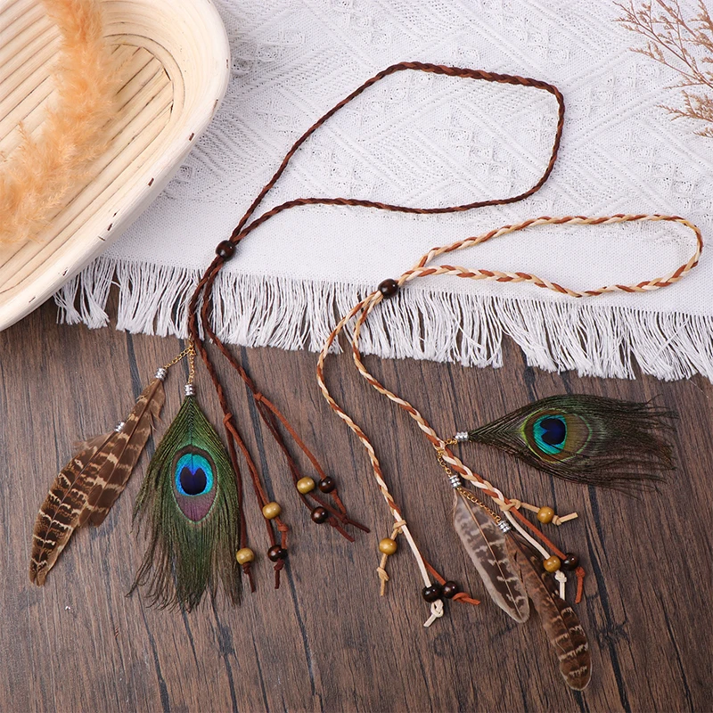 bandeau femme mode bandeau indien chapeaux plume coiffure cheveux accessoires giftretro boho paon plume tressé corde bandeau femme mode bandeau indien chapeaux plume coiffure cheveux accessoires giftretro boho paon plume tressé corde