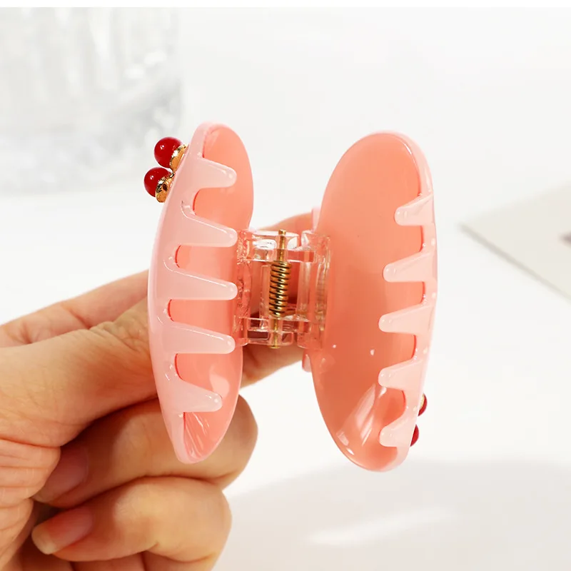 pince à cheveux cerise pour petite fille, 6.3cm, nouvelle mode japonaise, couleur pure, acide acétique, requin, vente en gros pince à cheveux cerise pour petite fille, 6.3cm, nouvelle mode japonaise, couleur pure, acide acétique, requin, vente en gros