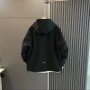 veste d'extérieur pour hommes, haut coupe vent, couleur unie, à capuche, nouvelle tendance de vêtements de travail amples et décontractés