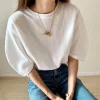 Coton 2025 nouveau T-shirt d&rsquo;été femmes élastiques vêtements pour femmes haut surdimensionné T-shirt blanc ample femmes T-shirt à manches courtes