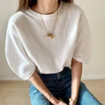 Coton 2025 nouveau T-shirt d&rsquo;été femmes élastiques vêtements pour femmes haut surdimensionné T-shirt blanc ample femmes T-shirt à manches courtes