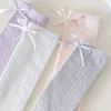 chaussettes japonaises à nœud creux pour filles, chaussettes d'été en maille respirante aux genoux, couleur unie, chaussettes de princesse pour enfants de 3 à 10 ans