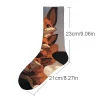 fantaisie dessin animé drôle renard mignon chaussettes mi tube pour hommes chaussettes d'équipage, style hip hop harajuku de rue, cadeaux de fête de vacances nouveauté.