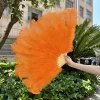 grand éventail personnalisé en plumes d'autruche kaki, 100cm, accessoires de danseuse pour spectacle sur scène, 13 barres, pliable