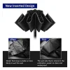 parapluie pliant inversé entièrement automatique pour hommes et femmes, avec bande réfléchissante coupe vent, uv