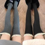 Chaussettes Sexy à lacets pour femmes, bas rétro japonais, longues filles, Style Lolita JK, douces, à la mode, cuissardes hautes, Amagi