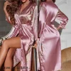 peignoir kimono imprimé cerise pour femme, longue, vêtements de nuit, ample, en satin, lingerie, vêtements de maison, printemps et été
