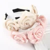 bandeau rose fait à la main pour femmes, voile brillant de style coréen, bandeau à pression à large bord, accessoires pour cheveux de photographie de mariée à la mode
