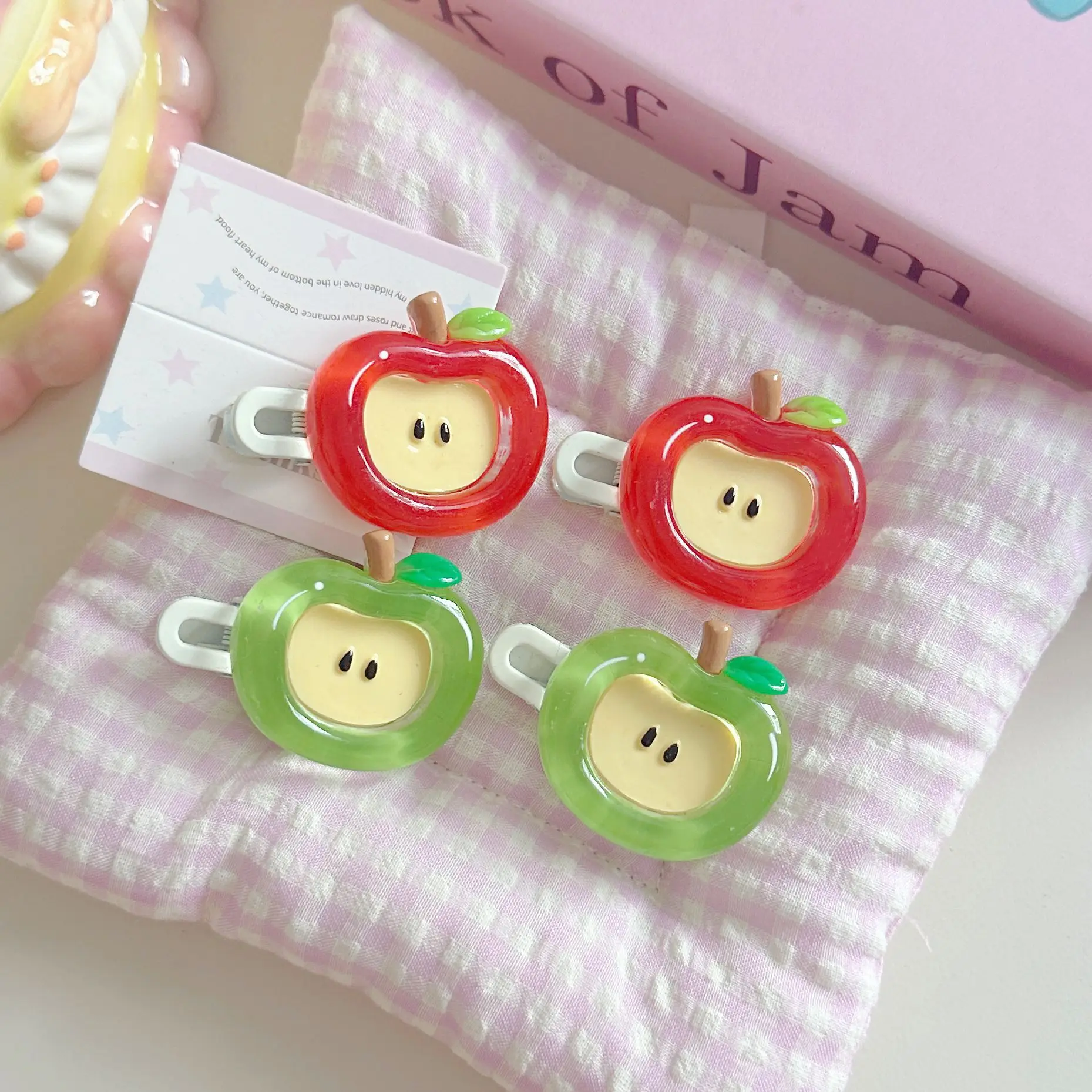 pince à cheveux pomme mignonne pour femmes, barrettes à frange latérale de style coréen/japonais, épingle à cheveux et accessoires pour filles pince à cheveux pomme mignonne pour femmes, barrettes à frange latérale de style coréen/japonais, épingle à cheveux et accessoires pour filles