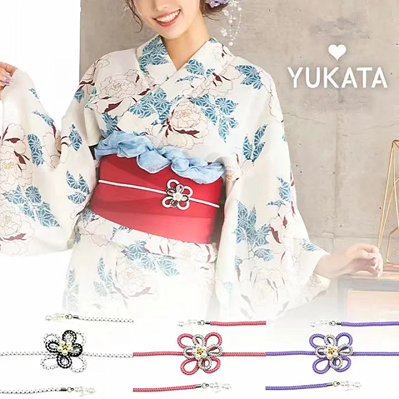 Cravate ceinture kimono Obi-Jime pour robe traditionnelle, cordon de taille réglable avec détails perlés Cravate ceinture kimono Obi-Jime pour robe traditionnelle, cordon de taille réglable avec détails perlés