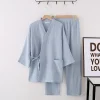 costume kimono japonais pour amoureux, pyjama en crêpe 100% coton, manches sulf, pantalon, ensemble deux pièces, vêtements de nuit pour homme et femme