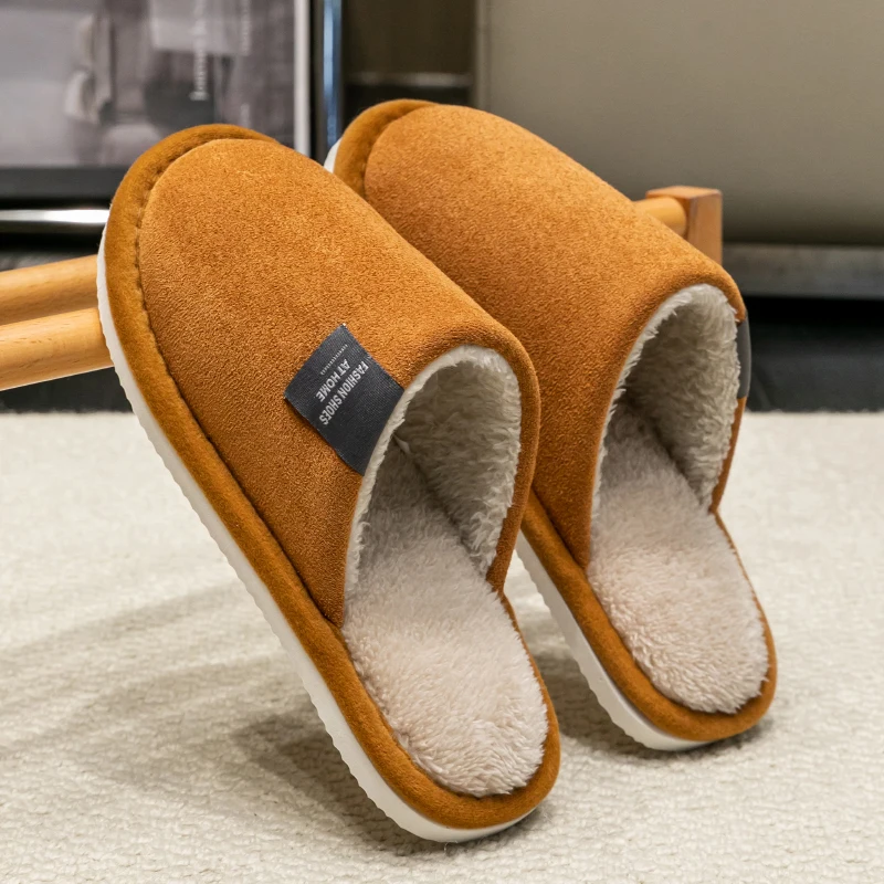 pantoufles d'intérieur pour hommes, automne et hiver, pour invités, légères, silencieuses, antidérapantes, en tissu suédé, chaussures de couple pantoufles d'intérieur pour hommes, automne et hiver, pour invités, légères, silencieuses, antidérapantes, en tissu suédé, chaussures de couple