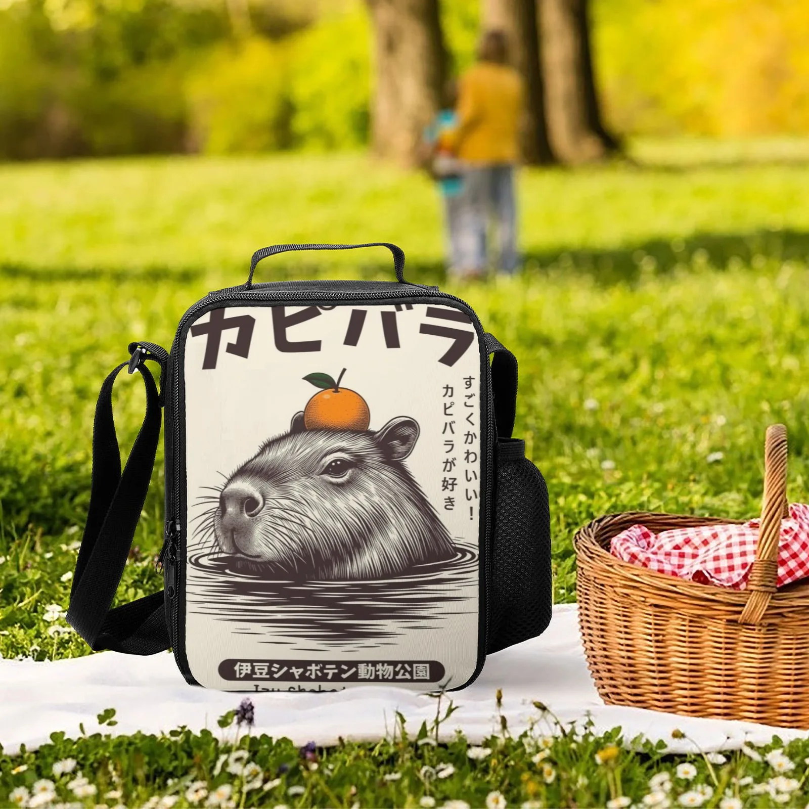 capybara japonais onsen lancheira imprimé sac à déjeuner avec bandoulière mini sac isotherme isolation boîte à déjeuner sac capybara japonais onsen lancheira imprimé sac à déjeuner avec bandoulière mini sac isotherme isolation boîte à déjeuner sac