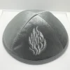 kippah en velours juif avec broderie de feu pour hommes, chapeau yamaka kippot bleu royal gris 18cm