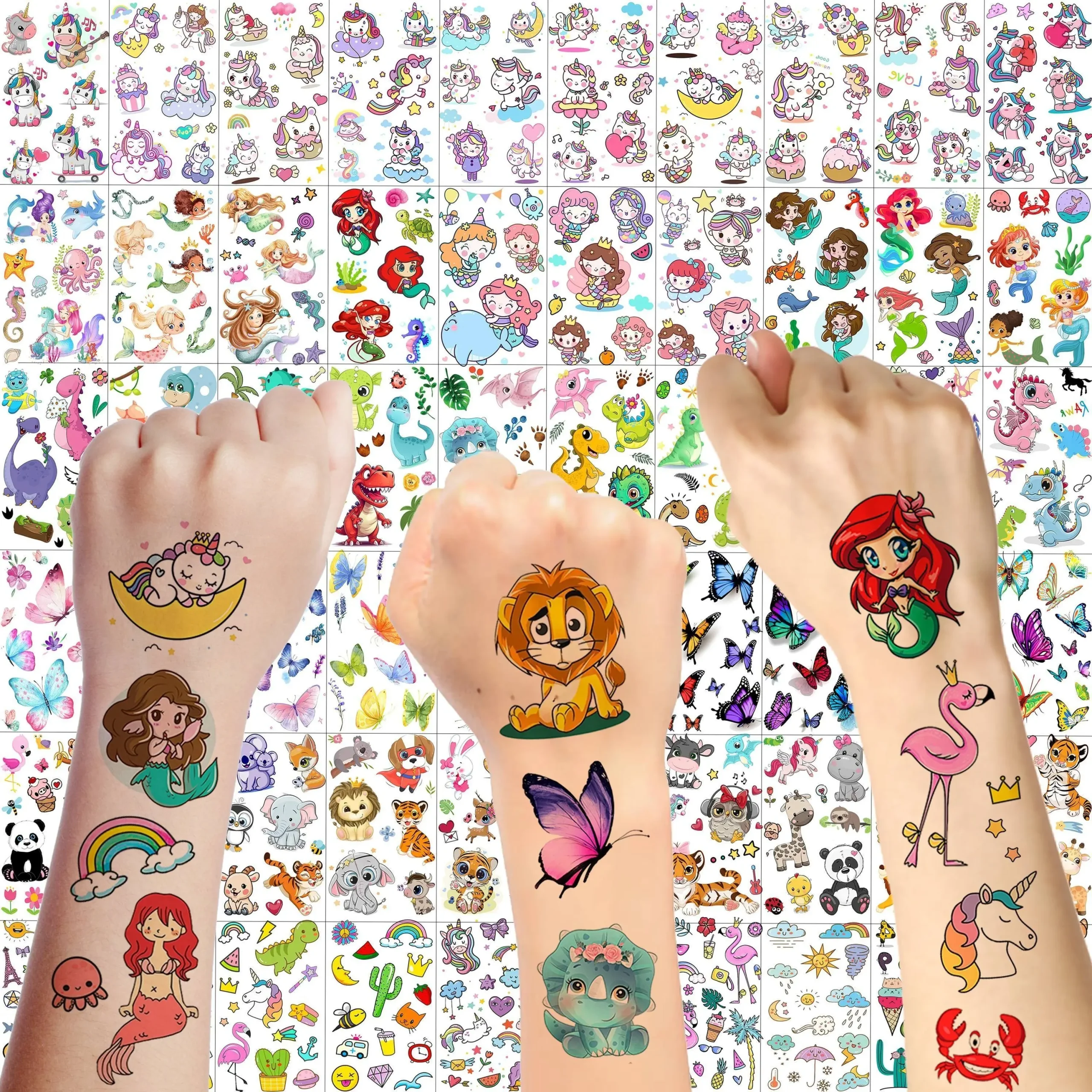 60 feuilles 500 + modèles tatouages temporaires de dessin animé pour filles garçons bras mains cou Groovy mignon sirène licorne dinosaure papillon 60 feuilles 500 + modèles tatouages temporaires de dessin animé pour filles garçons bras mains cou Groovy mignon sirène licorne dinosaure papillon