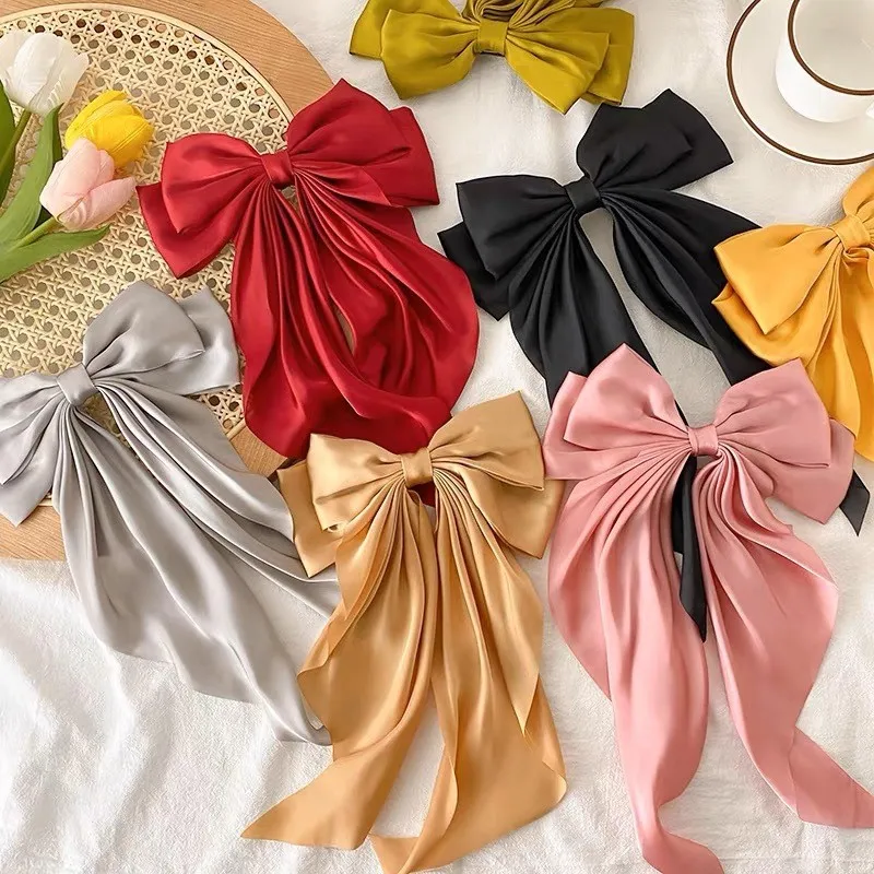 pinces à cheveux en satin avec nœud papillon pour femmes et filles, barrettes élégantes, ruban surdimensionné, épingle à cheveux nœud papillon, pinces à ressort, queue de cheval, accessoires pour cheveux pinces à cheveux en satin avec nœud papillon pour femmes et filles, barrettes élégantes, ruban surdimensionné, épingle à cheveux nœud papillon, pinces à ressort, queue de cheval, accessoires pour cheveux