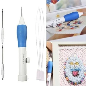 Kit de broderie à aiguilles perforées, stylo à aiguilles magiques et ensemble d&rsquo;outils de couture pour bricolage, couture, tissage et tricot
