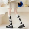 chaussettes hautes japonaises en coton pour femme, à carreaux, chaudes, pour ixsв, rue, livraison directe