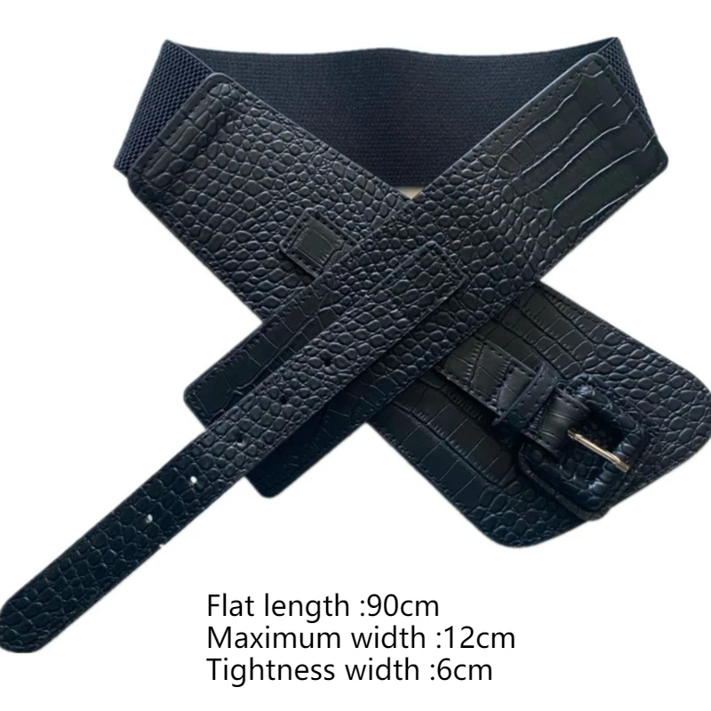 ceinture ultra large rétro polyvalente pour femmes, en cuir pu, style japonais, à la mode, avec boutons à aiguilles ceinture ultra large rétro polyvalente pour femmes, en cuir pu, style japonais, à la mode, avec boutons à aiguilles
