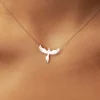 collier pendentif phénix délicat en acier inoxydable plaqué or argent fantaisie or oiseau charme