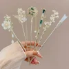 bâton de cheveux à pampilles de style chinois, épingle à cheveux en bambou florale pour hanfu, accessoires pour cheveux vintage élégants, épingles à cheveux traditionnelles pour femmes