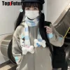 harajuku gothique lolita y2k fille punk femmes longue écharpe streetwear ange fourrure os foulards