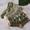 chaussettes lolita rétro à fleurs chaudes, en coton imprimé pour filles, chaussettes jacquard, bonneterie de style collégial, chaussettes de style coréen, bonneterie à tube central